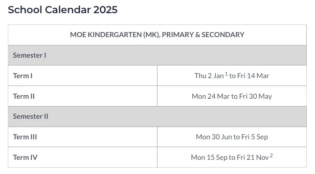 新加坡中小学2025学年假期表、公共假期表出炉！