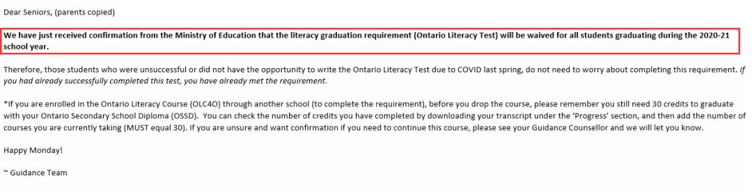 加拿大安省2021年毕业生将无需参加省考OSSLT！