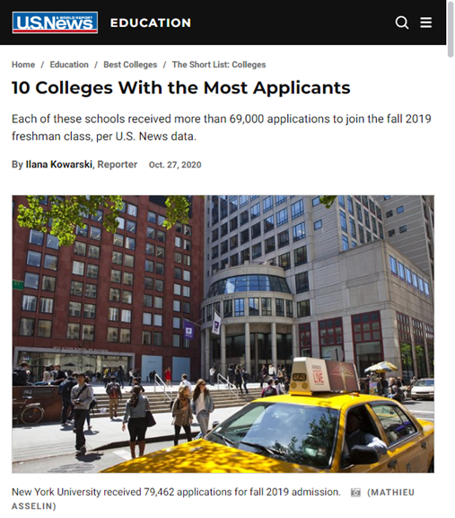 2020年申请人数最多的十所美国大学！八所爆款院校在加州！