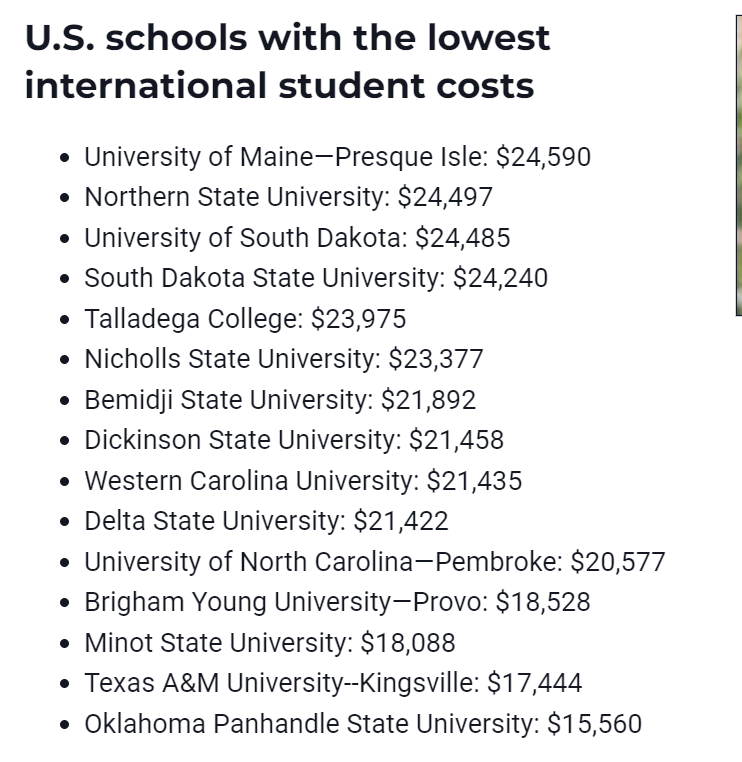 留学成本最低的8所美国大学