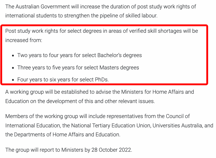 【最新消息】澳移民局：留学生工作时间明年将恢复限制