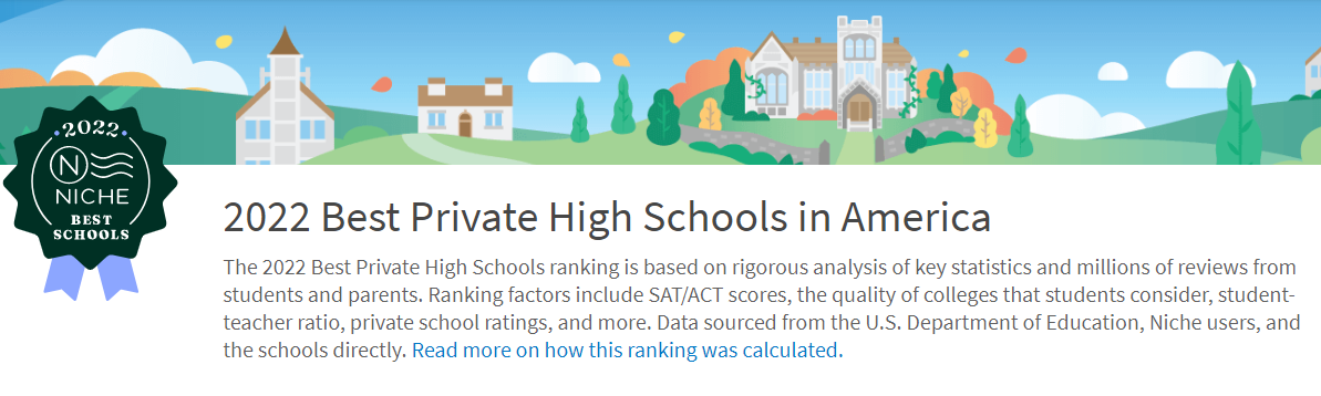 2022年Niche美国私立高中排行榜发布！