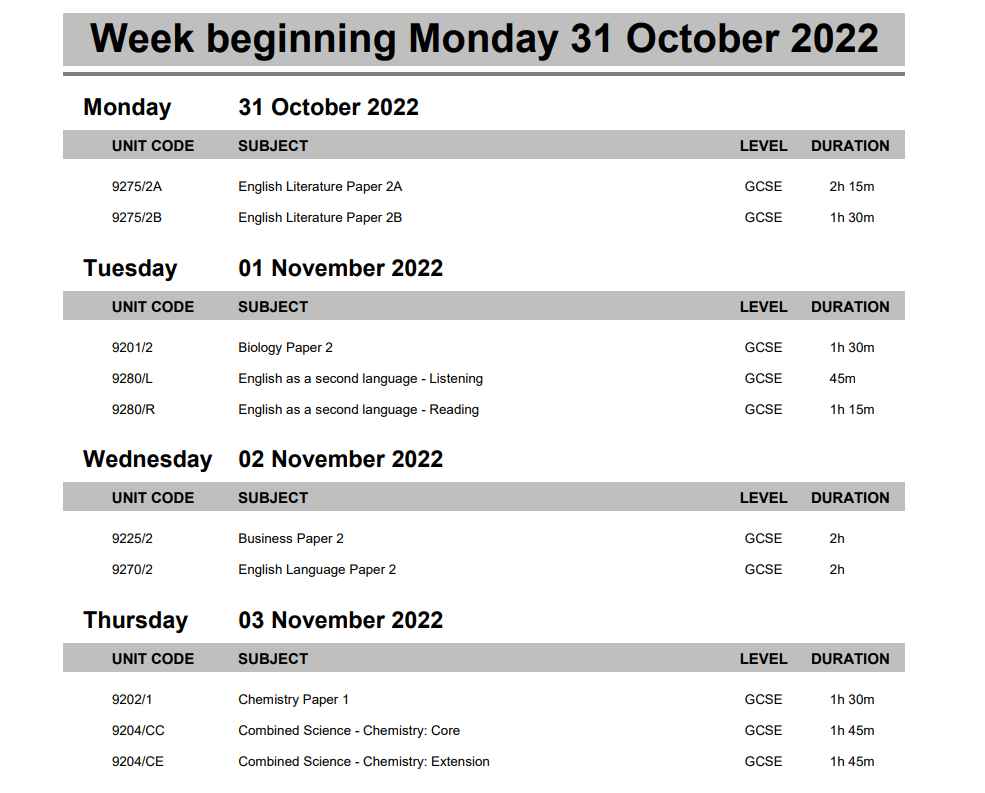 【重要】2022年各大考试局A Level秋季考试时间表出炉！