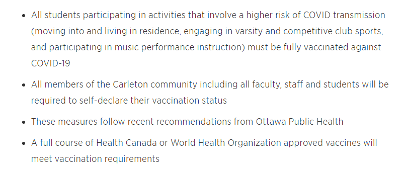加拿大渥太华大学宣布学校全员必须接种疫苗！