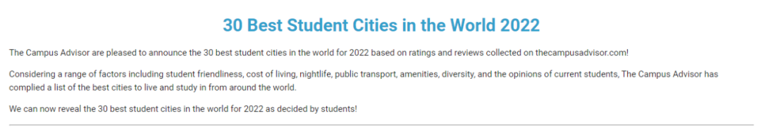 【排行榜】澳洲这所城市拿下世界榜首，成全球更佳留学城市！
