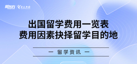 出国留学费用一览表，费用因素抉择留学目的地