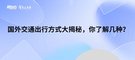 国外交通出行方式大揭秘，你了解几种？