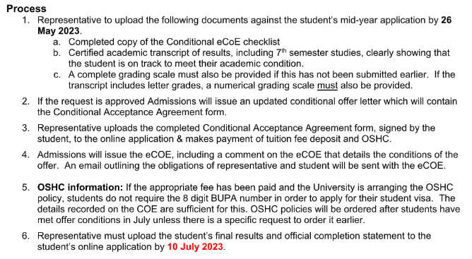 墨尔本大学Conditional COE政策