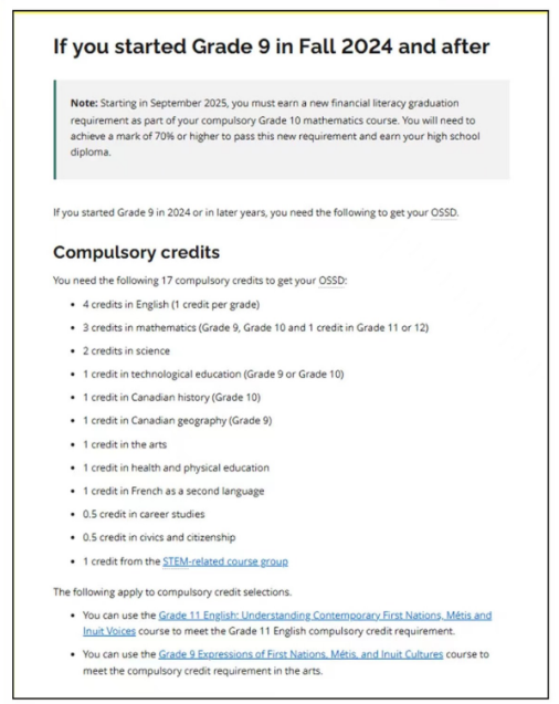 【加拿大】OSSD最新毕业要求