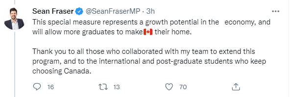 加拿大移民部长：留学生毕业工签再延18个月，EE将有大动作！