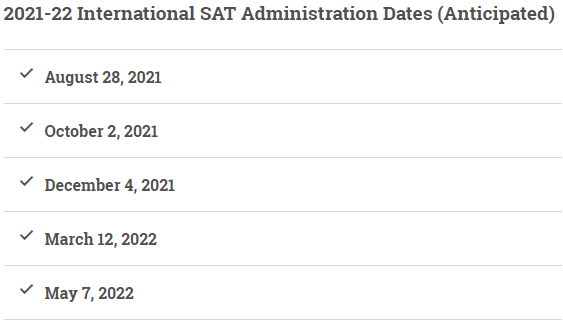 CB延迟2021-2022年SAT报考时间