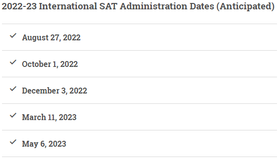 CB延迟2021-2022年SAT报考时间