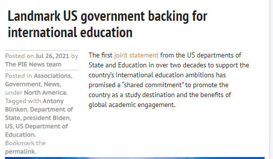 下一个留美黄金期或将到来！美国发布《对国际教育的新承诺》！