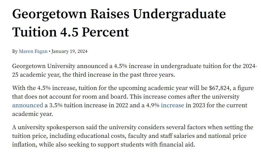 【学费】美国大学又涨学费了！这所院校增幅近15%…