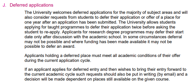 QS排名前100英国院校关于延期入学的政策汇总