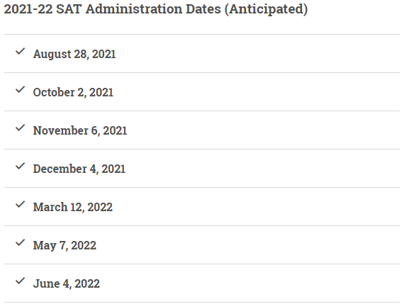 CB延迟2021-2022年SAT报考时间