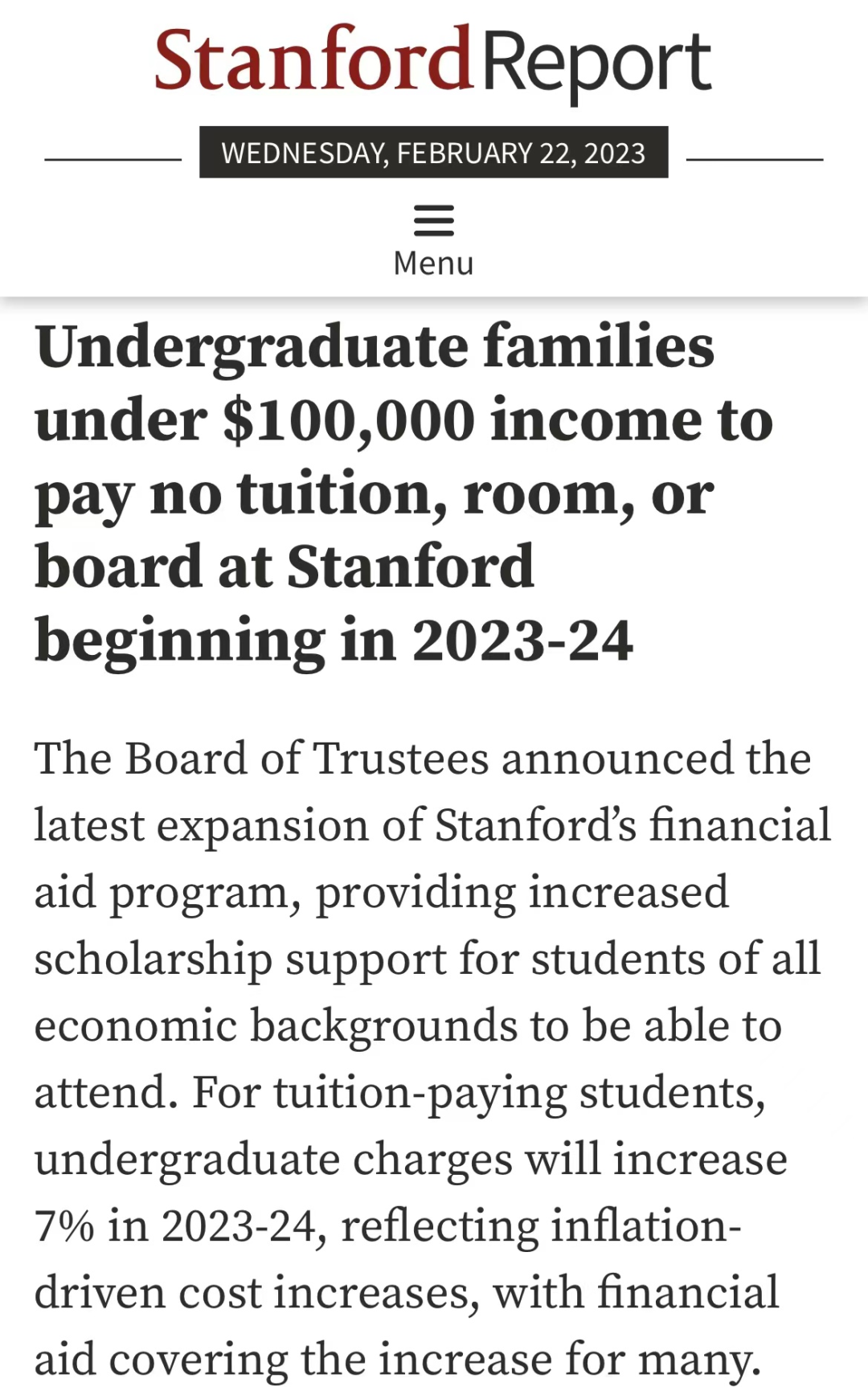 【注意】斯坦福大学学费暴涨7%！还有2所高校再次上调学费！