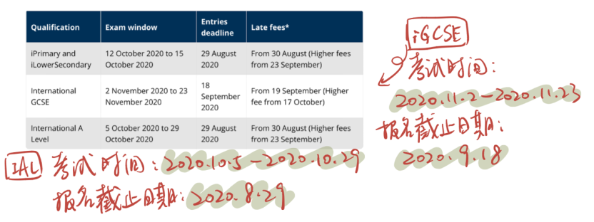 A-Level考生请查收!2020秋季考试时间表来了!