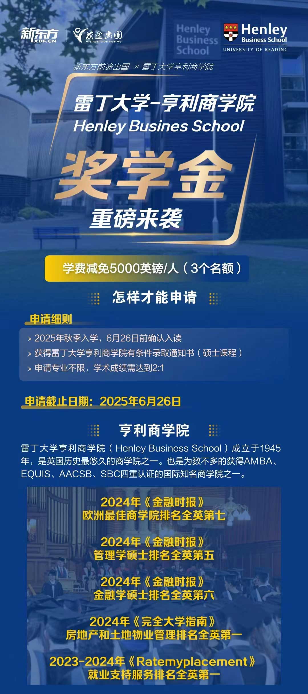 雷丁大学-亨利商学院奖学金重磅来袭