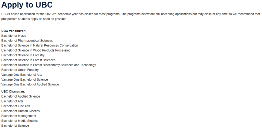 【申请截止时间】加拿大热门大学仍在申请进行中的专业汇总