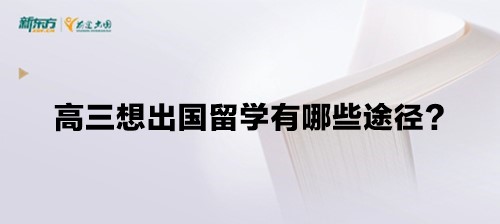 【新疆留学】高三想出国留学有哪些途径？