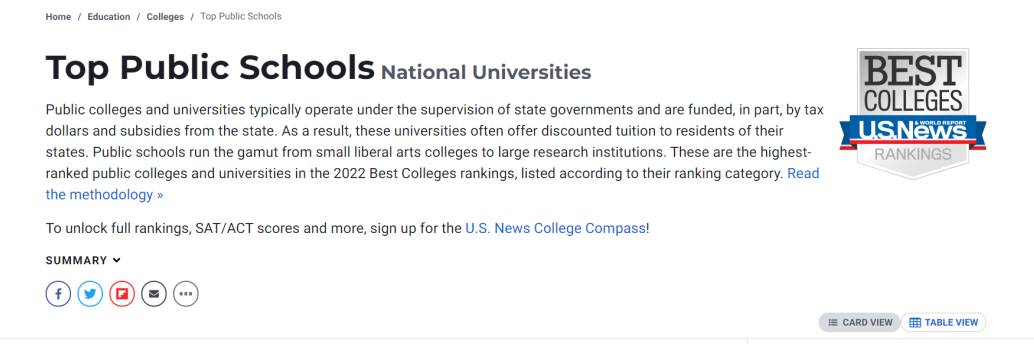 U.S.News发布全美公立大学排行榜！平价留学看过来